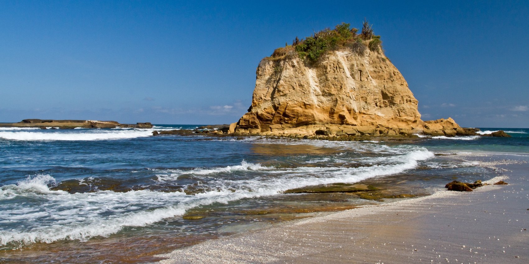 Coastal rock formation at Machalilla National Park in Ecuador.