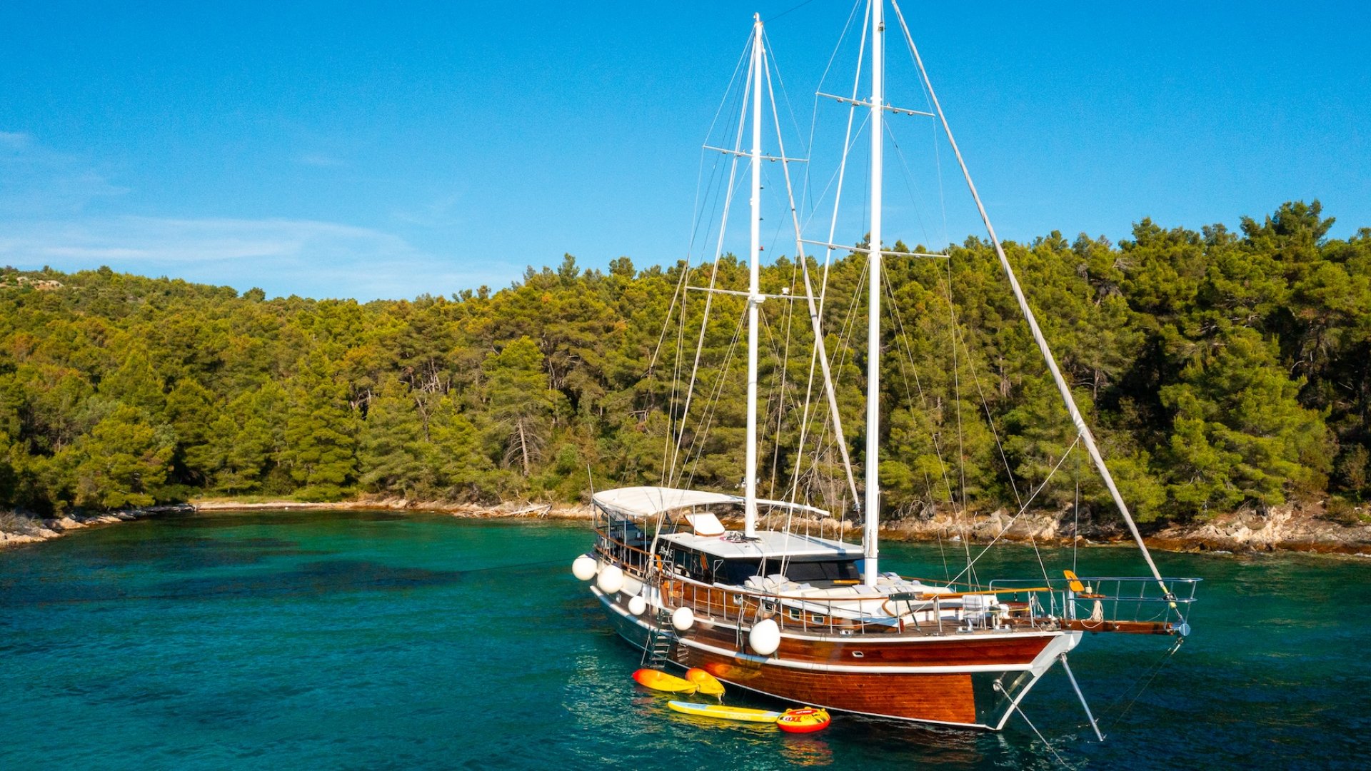 Yacht floating in the Mediterranean Sea.