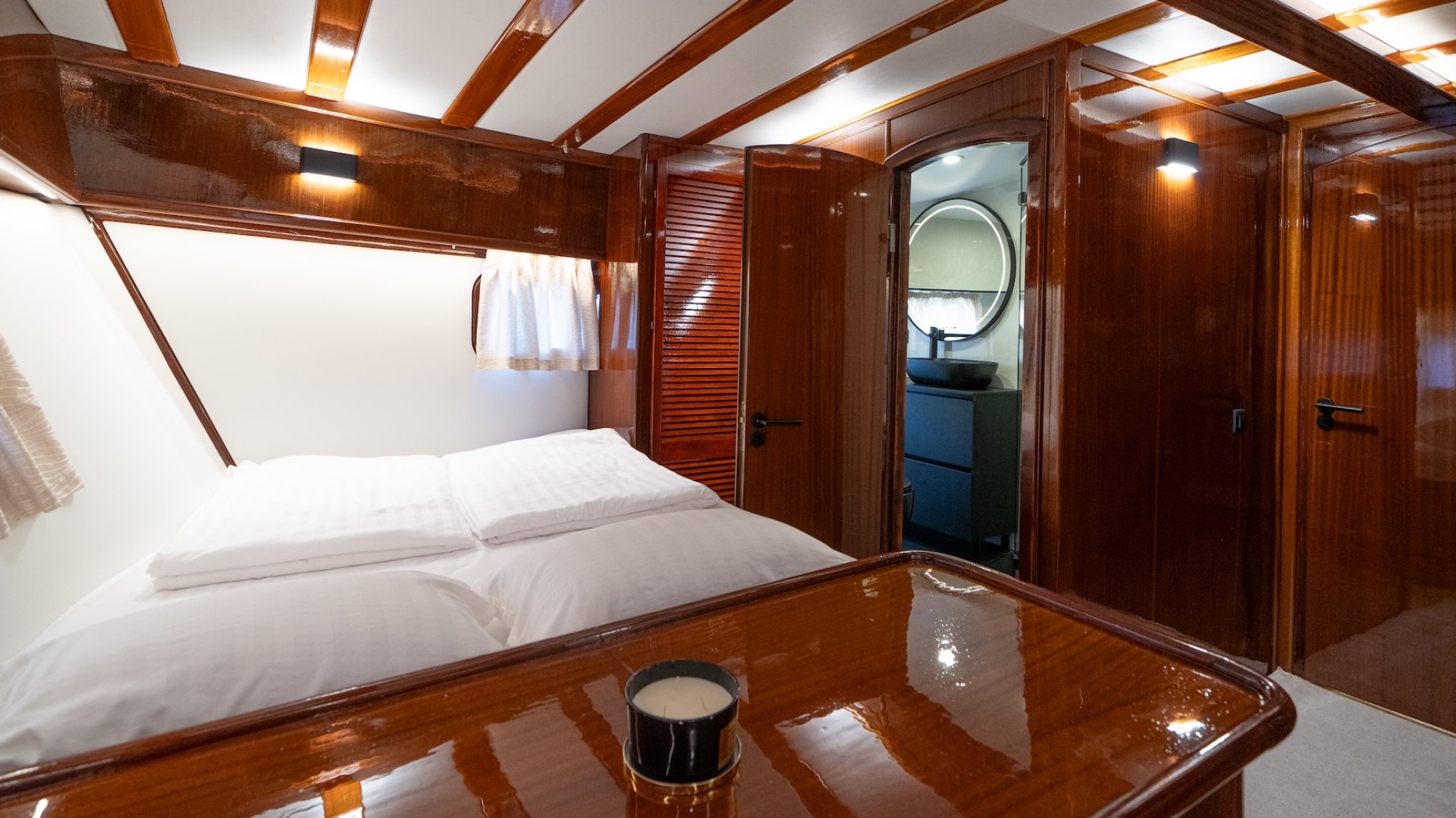 A spacious cabin on the luxury yacht, Allure, in Croatia.