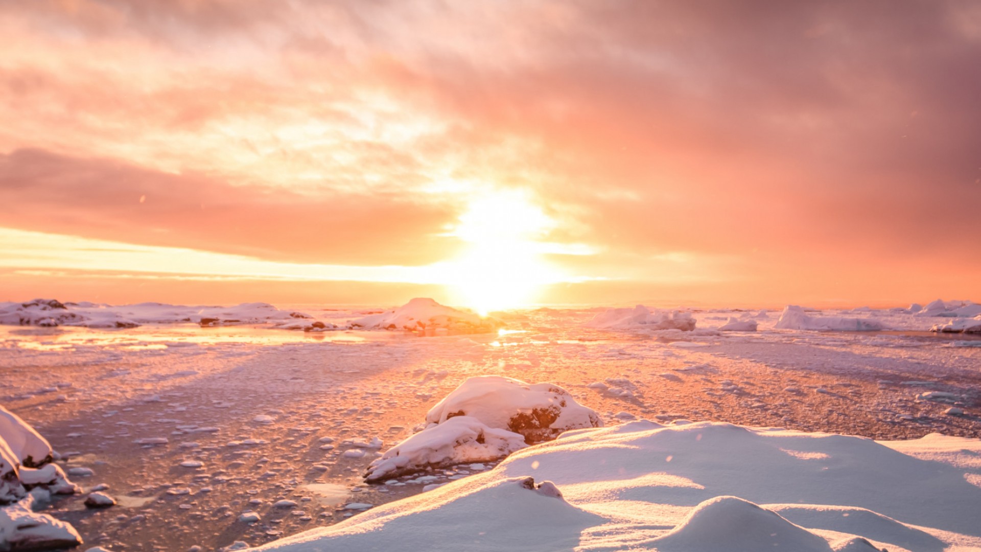 sunset in antarctica