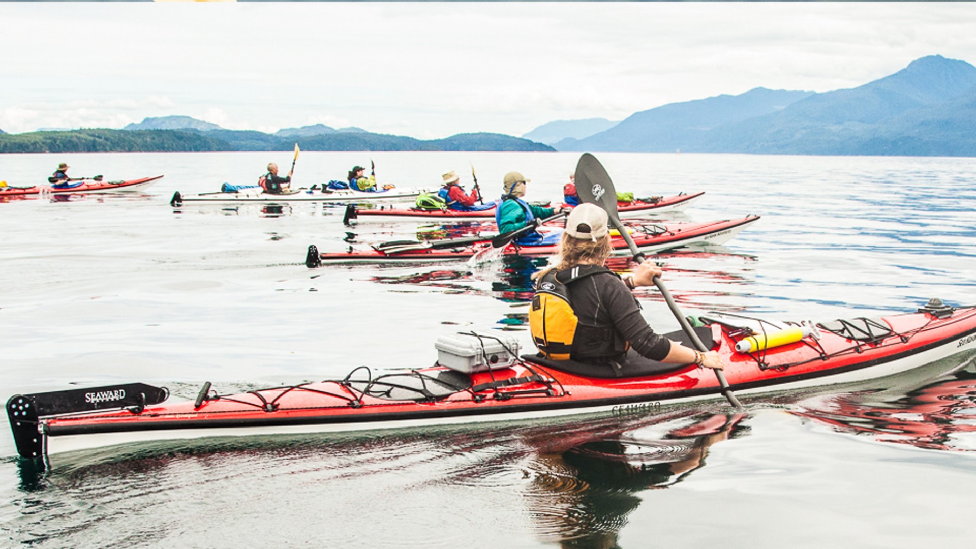 Group of paddlers on blackfish sound in BC