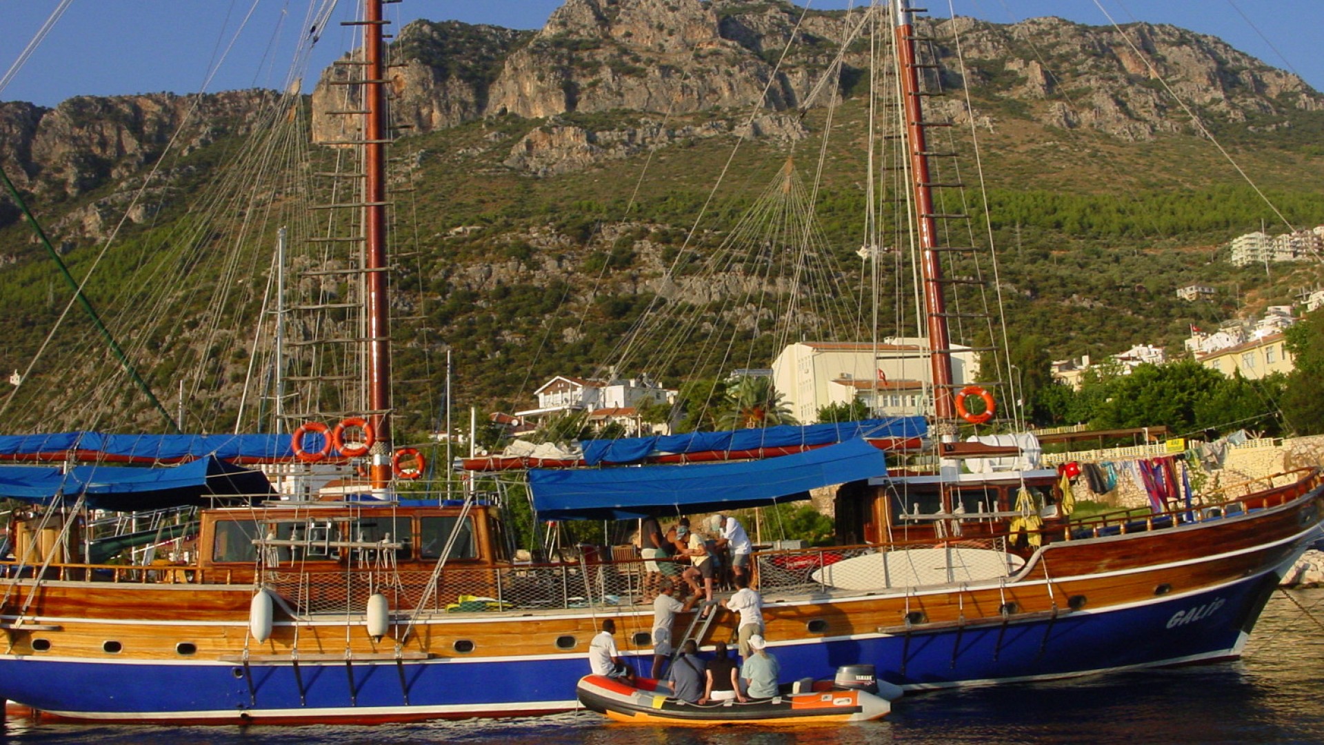 Various yachts along the Carian Coast in Turkey