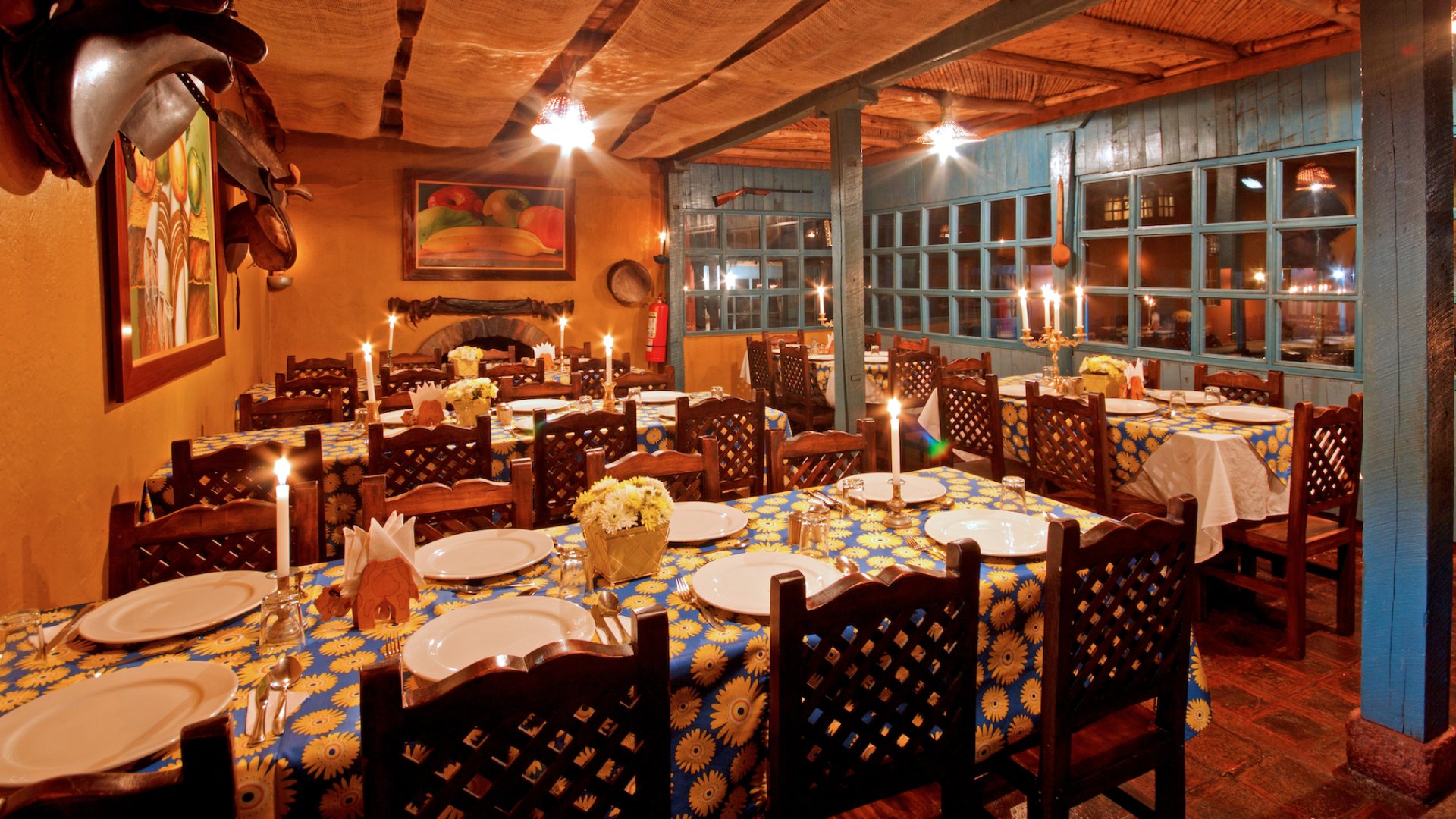 Dining room table at a lodge at Tierra de Volcan, Ecuador