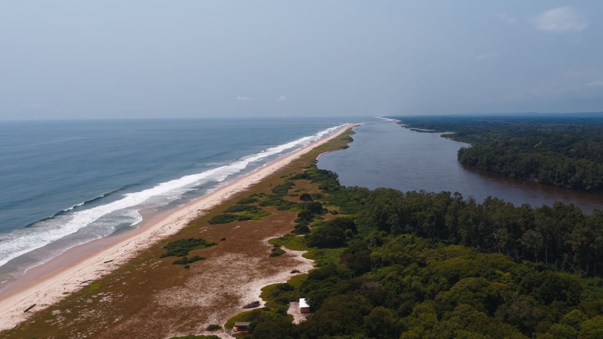 Arial view of the Gabon coastline.