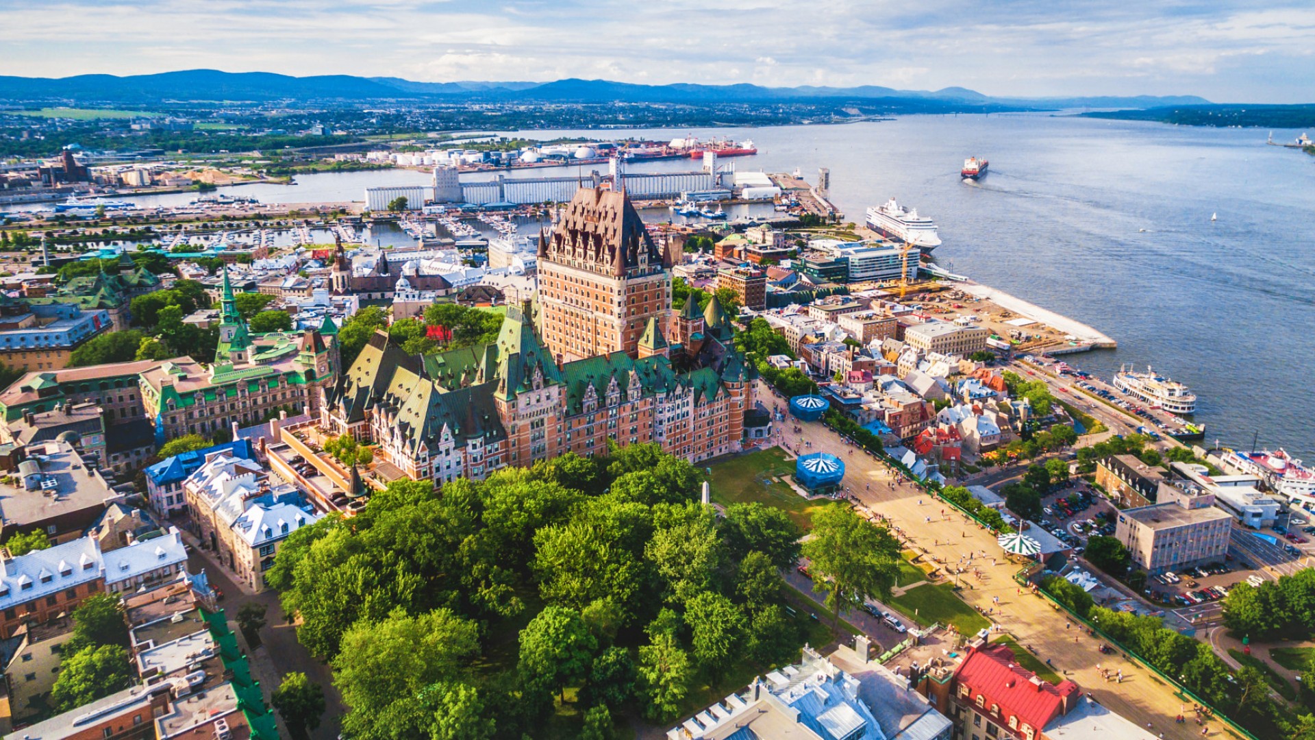 aerial view of old quebec, quebec city