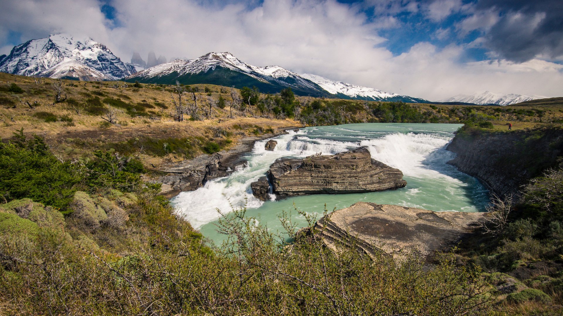 River valley running through Patagonia mountains