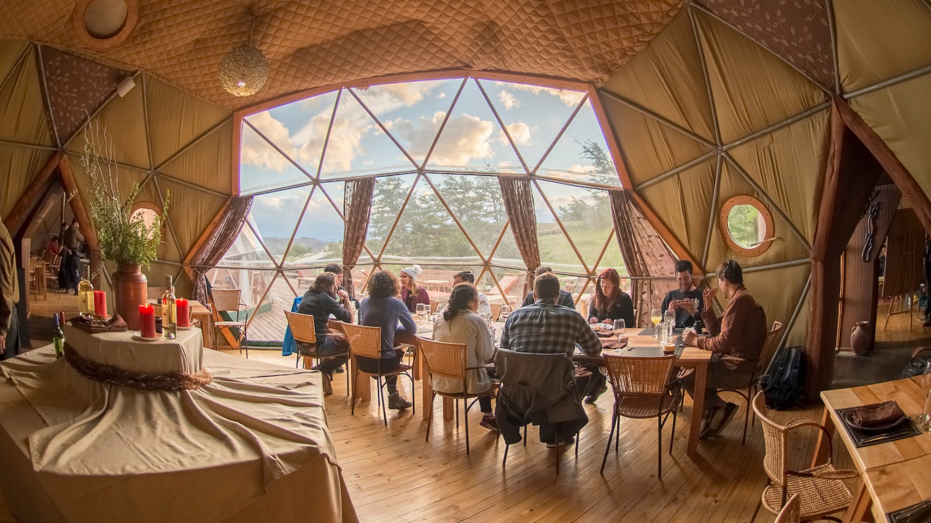 Community dome tent at the Patagonia Eco-camp