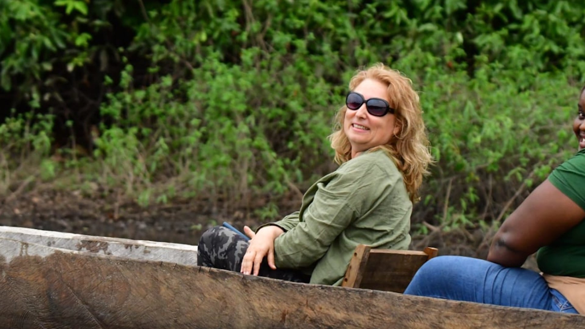 A woman on a safari tour in Gabon.