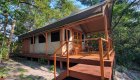 The exterior of a cabin rental in Gabon.