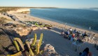 Beach camping set up in Baja California Sur
