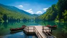 dock on a lake in albania national park