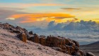 Snowy rocks above the clouds in Tanzania