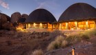 Domed lodges in Namibia at night 