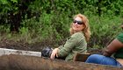 A woman on a safari tour in Gabon.