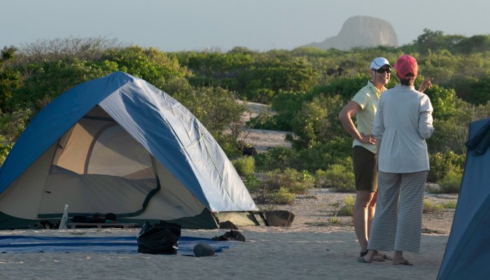 beach camp in the Galapagos islands